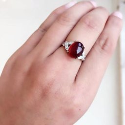 Bagues en pierre de grenat rouge vin orange naturel pour femmes bague en cristal de mosaïque