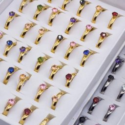 Bagues en acier inoxydable cristal biscuits coloré pour femmes bijoux de fiançailles de mariage