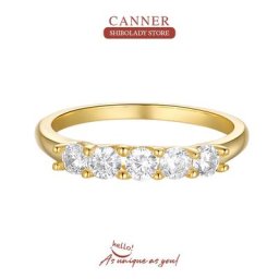 CANNER – Bague en argent Sterling 925 pour femmes 5 diamants zircone minimaliste bijoux fins