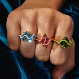 Bague de fiançailles en émail néon pour femme bijoux de doigt grande pierre colorée unique bande