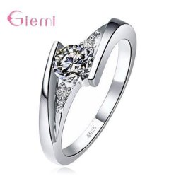Bagues de fiançailles en argent Sterling 925 pour femmes bijoux de luxe en cristal cadeau