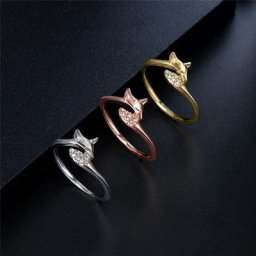 Ekopdee-Poinbague de renard en or rose pour femme matiques gothiques micro cristal animal