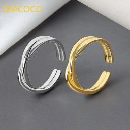 QMCOCO – bague Double ligne torsadée en argent pour femme bijoux simples faits à la main raffinage