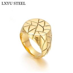 Bague en acier inoxydable avec fissure irrégulière pour homme matiques punk rondes or noir