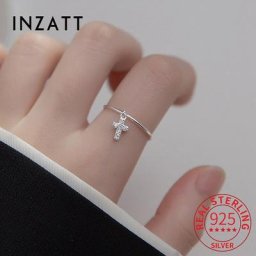 INZATT-Bague réglable avec pendentif croix pour femme véritable argent regardé 925 accessoires de