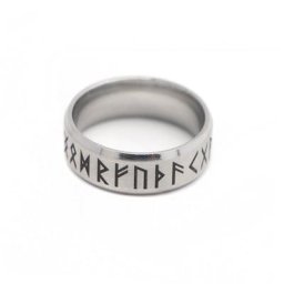 Bague Viking en Acier Inoxydable pour Homme Anneau Nordique Runes Groodin Amulette Rétro Bijoux
