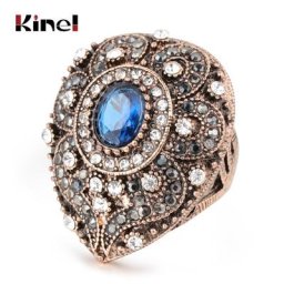 Kinel-Bagues Antiques en Clip Bleu pour Femme Bijoux de Fiançailles Document en Or Vintage