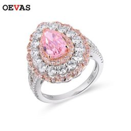 OEVAS-Bague goutte d'eau en diamant à haute teneur en carbone pour femme argent regardé 100%
