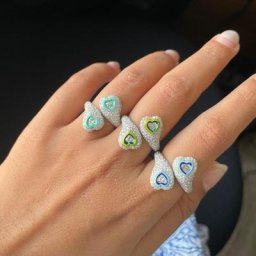 Bague CZ ouverte en forme de double cœur pour femme bijoux étincelants cadeau du jour de Léon