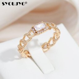 SYOUJYO – bagues carrées en Zircon naturel brillant pour femmes couleur or Rose 585 bijoux de