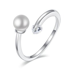 Bague réglable Pearl Coussins CZ pour femme et fille élégante
