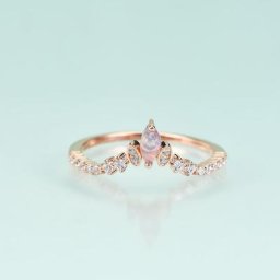 Gem's Beauty-Bague plaquée or rose 14 carats pour femme matiques de luxe couronne en argent