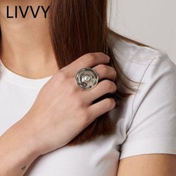 LIVVY – bague large et ronde couleur argent irrégulier rétro mode anneau ouvert bijoux de fête