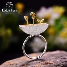 Lotus Fun – bague femme en argent Sterling 925 naturel fait à la main Bijoux fins originaux de