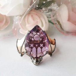 Bagues chauve-souris en cristal vintage pour femmes forme de goutte d'eau Pruple incrustée sur
