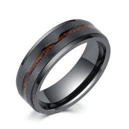 Bagues de Mariage en Tungstène Noir pour Homme Acier Inoxydable Finition Brossée 256 Incrustation