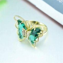 Bague papillon en verre cristal pour femmes 18 couleurs ajustable en option cadeau