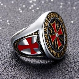 Bague chevaliers templiers dominateurs pour homme pièce en argent et acier inoxydable croix rouge