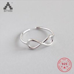 Bague en argent Sterling 925 symbole d'amour sans fin pour femme anneau ouvert breloques cadeau