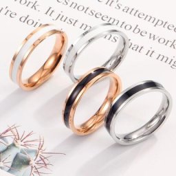 Bague en titane et acier couleur or Rose Anti-allergie lisse pour Couple bijoux de fiançailles