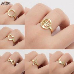 Bagues rondes simples en forme d'arbre de vie pour femmes bijoux de doigt bohème mandala fleur