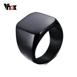 Vnox – bague Punk Rock noir lisse pour hommes Signet personnalisé Cool et à la mode bijoux de fête