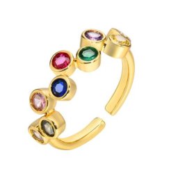 Bague en pierre CZ arc-en-ciel bague en zircone cubique ajustable cadeau de mode pour femmes
