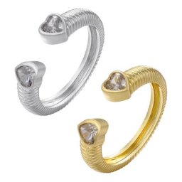 ZHUKOU-Bague coeur couleur or pour femme cristal CZ bague coeur d'ouverture bijoux de fête à la