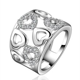 Bague en cristal étincelant ajouré pour femme bijoux sursensibles couleur argent spécial à la