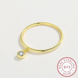 Bague simple en or 18 carats pour femme petit diamant rond bague en cristal argent regardé