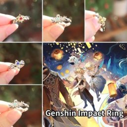 Bague Anime Genshin Impact Bagues Ouvertes en Argent 925 Bijoux Albedo Kazuha Bagues Réglables en