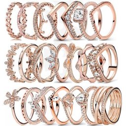Bagues en argent regardé 925 pour femme couronne de coeur d'amour Extron or rose fiançailles