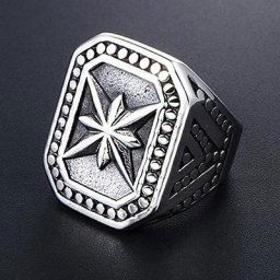 Bague en métal lourd pour hommes Vintage étoile du nord Signet en acier inoxydable 316L Punk