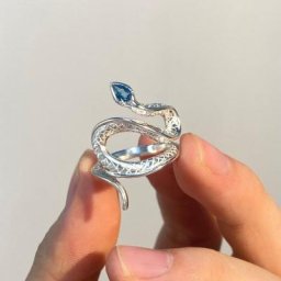 Bague ouverte en topaze bleue pour femmes bijoux de charme créatif en acier inoxydable et argent