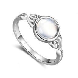 Bague Classique en Pierre de Lune pour Femme Bijou Rond à la Mode Cadeau de Mariage