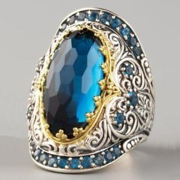 Bague en cristal biscuits bleu pour hommes et femmes matiques de fiançailles de mariage bijoux