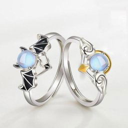 Bague ange diable pour femmes et hommes anneau ouvert doigt de Couple cristal géométrique métal