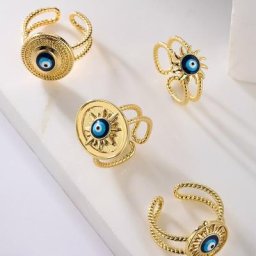 Bagues ouvertes en émail mauvais œil pour hommes et femmes bijoux porte-bonheur style bohème