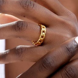 Bagues en forme de chaîne cubaine pour femmes et hommes bijoux Punk Hip Pop Style Bague en acier