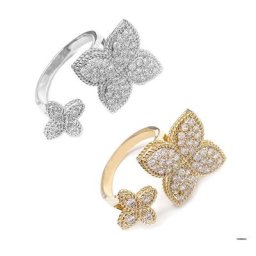 Bague ouverte réglable en or et en argent bague fleur bague de foi bijoux d'anniversaire