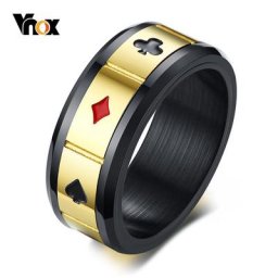 Vnox – bagues pour hommes porte-bonheur pour la paix la sagesse amour charme cartes de jeu