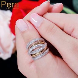 Pera – bague de luxe en zircon cubique pour femmes bijou de mariage nouvelle marque rond et
