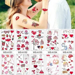 Autocollants de bras de corps temporaire 10 sortes de tatouages d'amour doux autocollants de