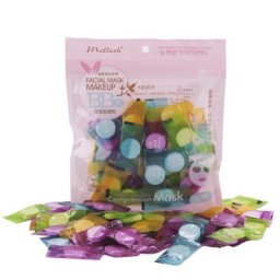 Masque facial compressé pask 50 pièces emballage de bonbons jetable masque hydratant en tissu