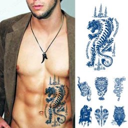Tatouage Temporaire à Encre Durable Autocollant Imperméable Tigre Thaïlandais Totem Bras Faux