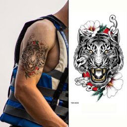 Tatouage temporaire étanche autocollant de la forêt Lion tigre Dragon léopard loup Totem