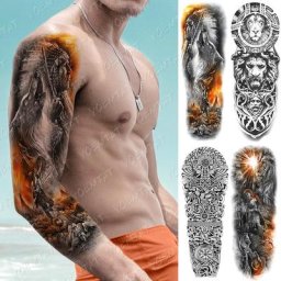 Grand tatouage sur le bras temporaire autocollant du loup indien entièrement faux tatouage pour