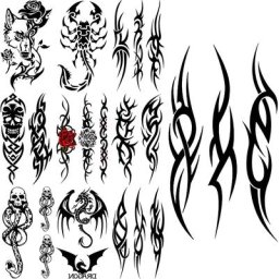 Tatouages Temporaires Totem pour Adultes Fleurs Noires Scorpion Loup Salle Dragon Fleur Faux
