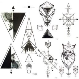 Flèche de tatouage étanche pour hommes motif géométrique Triangle de montagne noire dessin d'art