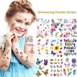 Autocollant de Tatouage Temporaire pour Enfant Faux Fille Poudre Flash Arc-en-ciel Papillon